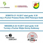 Klub  UKS Petanque Subkowy zaprasza do wzięcia udziału w turniejach dubletów