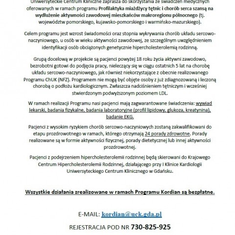 Powiększ obraz:  Programie Profilaktyka miażdżycy tętnic i chorób serca - informacja
